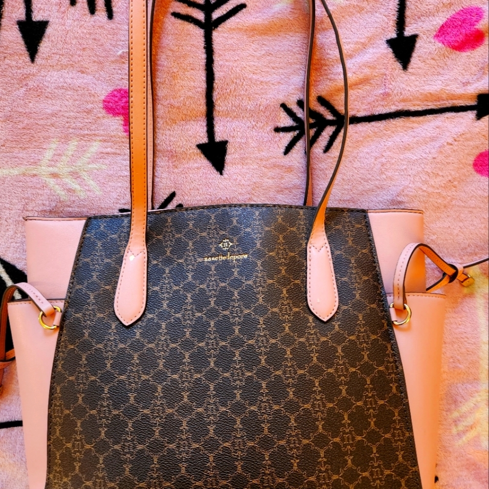 Pink and brown purse